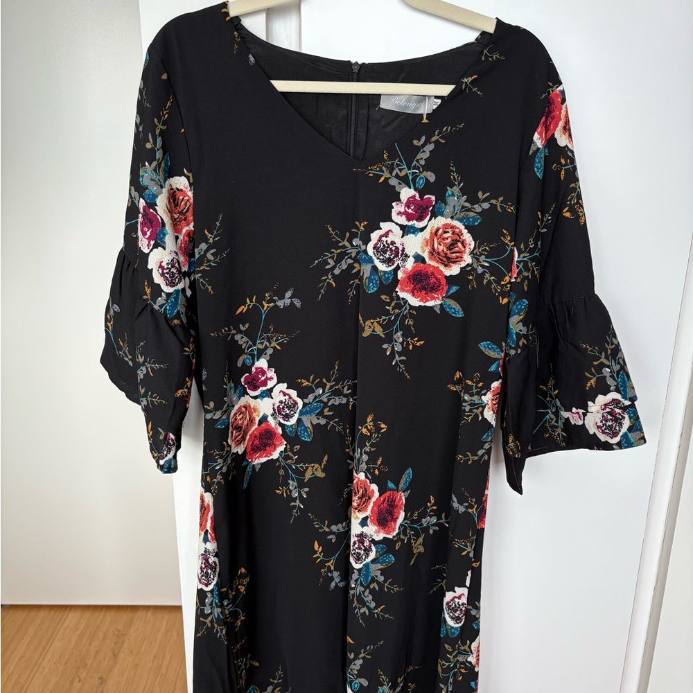 Floral Black Dress